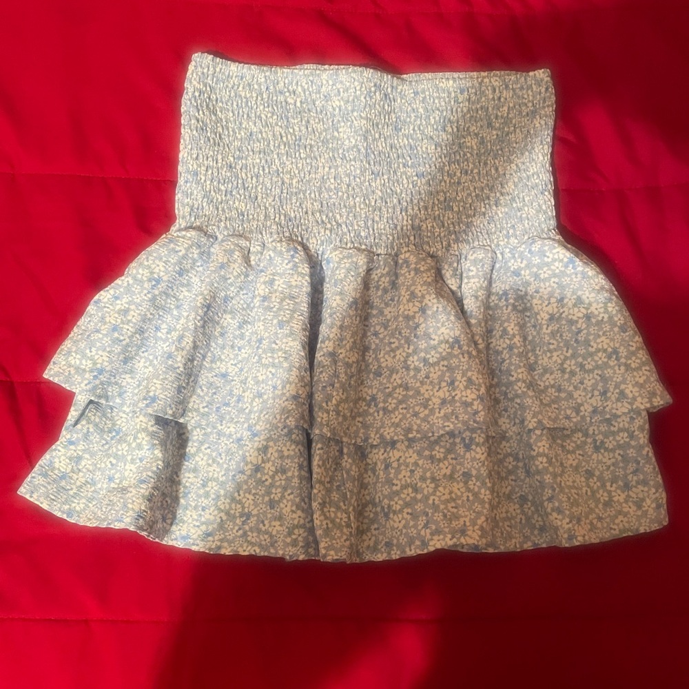 Blue and white floral skirt